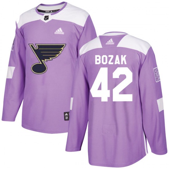Youth Authentic St. Louis Blues Tyler Bozak Purple Hockey Fights Cancer Official Adidas Jersey